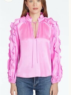 Amanda Uprichard Claudine Silk Top - Aster, Size Small